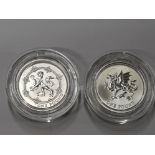 TWO 1 POUND COINS INCLUDING 1990 AND 2000 MILLENNIUM SILVER PROOF SET SILVER, COA MINTAGE 2000 SETS