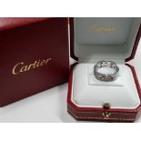 18K WHITE GOLD CARTIER MAILLON PANTHERE RING SET WITH 105 BRILLIANT CUT DIAMONDS TOTALLING 0.75