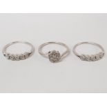 THREE SILVER AND CZ RINGS STAMPED SIZE U 7.2G GROSS