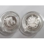 TWO 1 POUND COINS INCLUDES 2003 SILVER PROOF PIEDFORT, MINTAGE 10,000 WITH ORIGINAL BOX AND