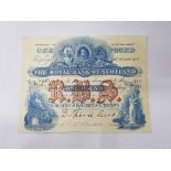 ROYAL BANK OF SCOTLAND 1 POUND BANKNOTE DATED 25-11-1925, ABOUT EF