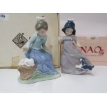 2 NAO BY LLADRO FIGURES 1091 LETS REST AND 1028 FOLLOWED BY PUPPY BOTH WITH ORIGINAL BOXES