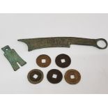 CHINA OLD COINAGE CASH COINS WITH KNIFE AND TROUSER MONEY