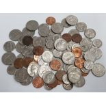 BOX OF 20TH CENTURY AMERICAN PENNIES, NICKELS, DIMES AND QUARTERS