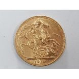 22CT GOLD 1913 FULL SOVEREIGN COIN