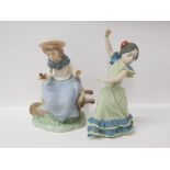LLADRO FIGURE 5192 FLAMENCO DANCER, ARM DAMAGED, AND NAO BY LLADRO FIGURE FRIENDLY ADVICE, BOTH WITH