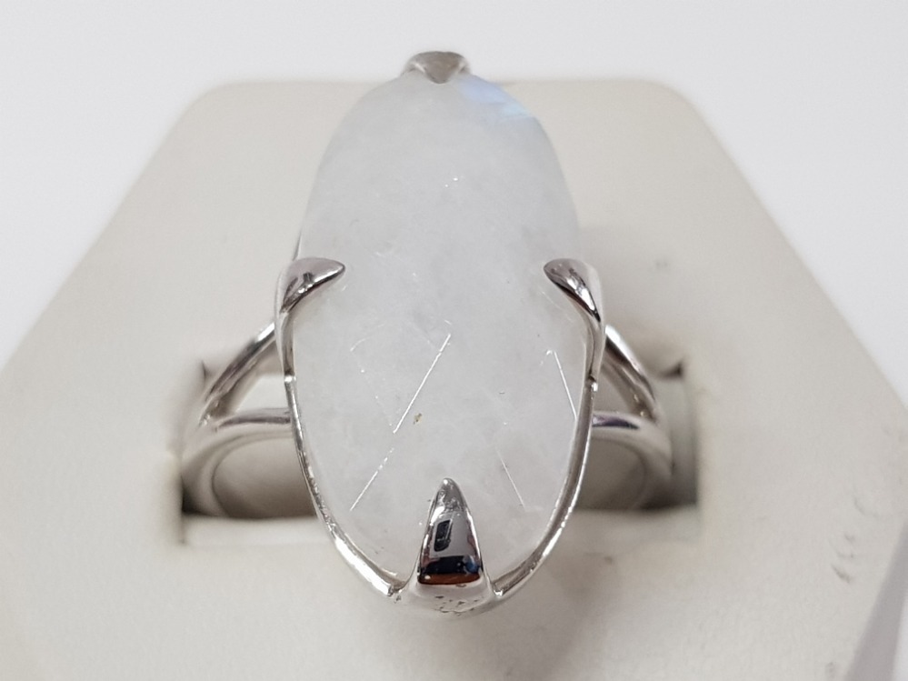 TWO SILVER AND QUARTZ RINGS STAMPED SIZES T 1/2 AND U 13.1G GROSS