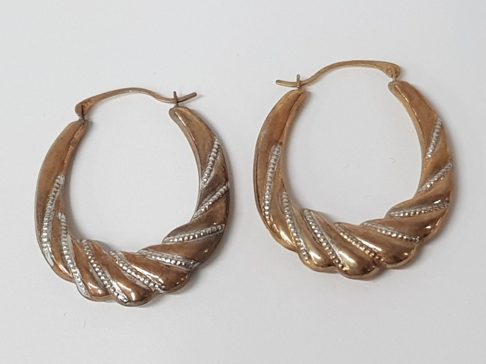 9CT GOLD HOOP EARRINGS, 1.6G