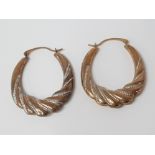 9CT GOLD HOOP EARRINGS, 1.6G