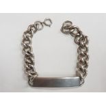 GENTS HEAVY SILVER ID BRACELET, MARKS RUBBED, 52.4G