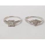 TWO SILVER AND CZ RINGS STAMPED SIZES S AND U 4.5G GROSS