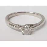 9CT WHITE GOLD DIAMOND SOLITAIRE RING APPROXIMATELY .33CT