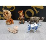 YARE POTTERY SEATED LION A DELFT POTTERY POLAR BEAR KEWPIE TYPE PIANO BABY A RUSHTON POTTERY MANX