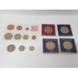 COLLECTION OF NEW ZEALAND COINS 1965 SET WITH VARIOUS CROWNS CASED, SOME PRE 1947 SILVER