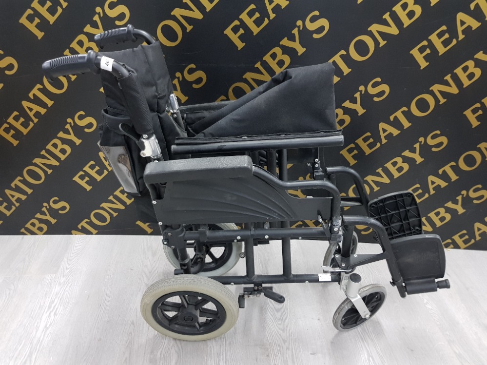 A BLACK FOLDING WHEELCHAIR - Image 2 of 2