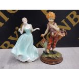 COALPORT LADY FIGURE 588 TRUE LOVE SCULPTED BY J BROMLEY TOGETHER WITH A KOREAN BOY IN A CAPODIMONTE