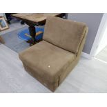 A BROWN SUEDE EFFECT OCCASIONAL CHAIR/SINGLE BED