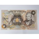 BANK OF SCOTLAND 10 POUNDS BANKNOTE DATED 3-7-1975, ABOUT EF