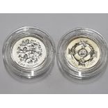 ROYAL MINT 2001 AND 2002 1 POUND SILVER PROOF COINS BOTH WITH SPECIAL FROSTED FINISH AND HOUSED IN