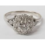 18CT WHITE GOLD DIAMOND CLUSTER RING, 3G GROSS SIZE L