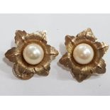 PAIR OF 9CT GOLD AND PEARL CLIP ON EARRINGS, 3.8G GROSS