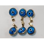 6 EVIL EYE CHARMS MOUNTED IN 8CT TURKISH GOLD 333