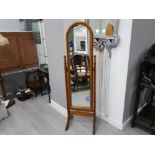 A 20TH CENTURY PINE CHEVAL MIRROR 157CM HIGH