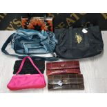 3 LADIES BAGS INCLUDES ACKERY TOGETHER WITH 4 PURSES