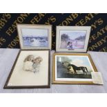 4 FRAMED PICTURES INCLUDING MARSKE COLOUR REPRODUCTION BY AUSTIN MILES LIMITED EDITION 64 OF 350,