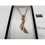 ORTAK SILVER MULBURRY ENAMELLED PENDANT ON 16" TINTED SILVER CHAIN IN CUSTOM BOX RRP £135