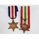 UK 1939-45 FRANCE AND GERMAN STAR MEDAL AND ITALY STAR BOTH WITH ORIGINAL RIBBONS