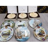 THREE OGGETTO D'ARTE COLLECTORS PLAQUES TOGETHER WITH COALPORT COLLECTORS PLATES GALLEONS AND