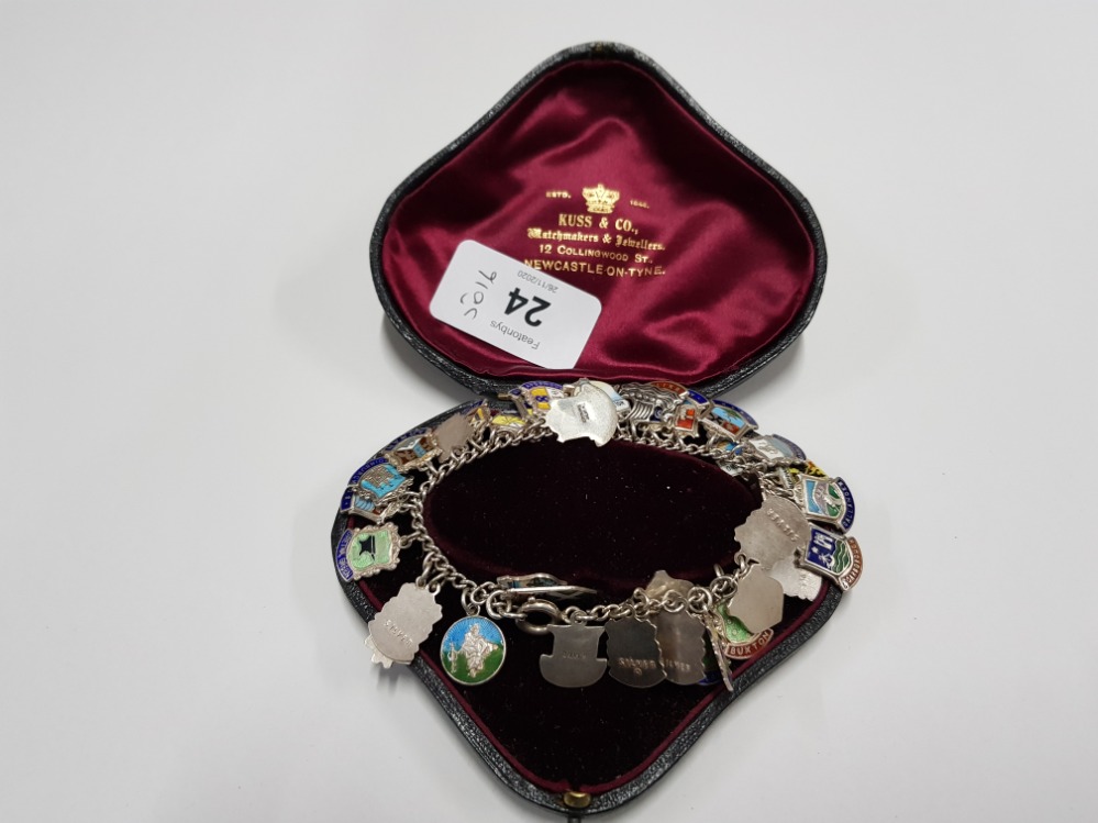 A SILVER BRACELET WITH APPROX 40 SILVER SOUVENIR SHIELDS 57.4G GROSS - Image 3 of 3