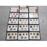 13 BRITAINS FIRST DECIMAL COIN SETS OF 5 COINS IN BLUE FOLDERS AS ISSUED