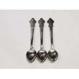 3 ROLEX TEASPOONS BUTCHERER OF SWITZERLAND INTERLAKEN ST MORTIZ AND LUGANO