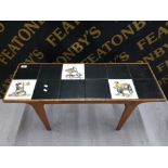 OAK FRAMED TILED TOP COFFEE TABLE IN ORIENTAL STYLE 94 X 49 X33 CM