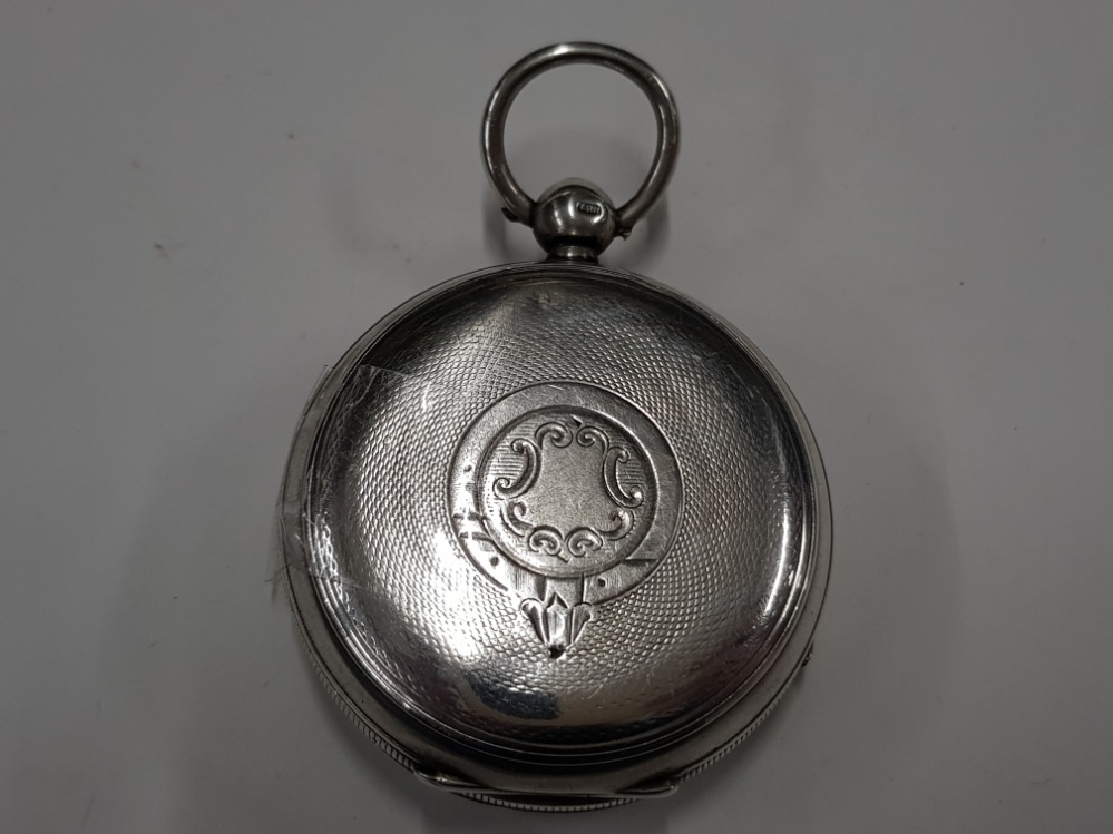 H SAMUEL MANCHESTER THE CLIMAX TRIP ACTION PATENT SILVER CASED POCKETWATCH ENAMEL ROMAN DIAL - Image 2 of 2