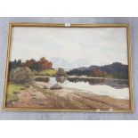 A COLOUR PRINT AFTER LOTHAR RUDOLF MEILINGER OF A LAKESIDE SCENE 57 X 82CM