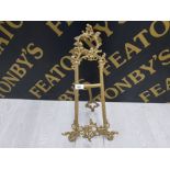 AN ART NOUVEAU STYLE BRASS EASEL/MENU HOLDER 48CM HIGH