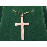 9CT ROSE GOLD CROSS AND CHAIN, 2.1G