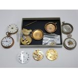 A SELECTION OF POCKET WATCHES AND PARTS INCLUDING GOLD PLATED DENNISON WATCHCASE CO FULL CASES