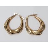 PAIR OF 9CT GOLD HOOP EARRINGS, 1.2G