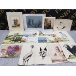 A COLLECTION OF VARIOUS UNFRAMED PICTURES TO INCLUDE STILL LIFE ETC