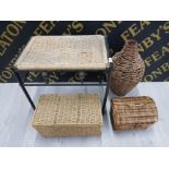 WICKER ITEMS COMPRISING METAL FRAMED CHAIR VASE BASKET AND STORAGE BOX WITH COVER