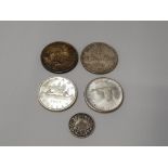 4 SILVER CANADIAN DOLLARS DATING 1961 1964 1966 AND 1967 TOGETHER WITH NEW BRUNSWICK SILVER 1864