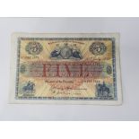 THE UNION BANK OF SCOTLAND LTD FIVE POUNDS BANKNOTE DATED 1939, PICK S811D FINE PLUS CONDITION