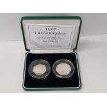 UK ROYAL MINT 1997 SILVER PROOF 50P TWO COIN SET, LARGE AND SMALL SIZES IN CASE OF ISSUE WITH