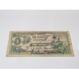 WORLD WAR 2 JAPANESE ONE RUPEE BANKNOTE BEARING EIGHT SIGNATURES OF ENTERTAINERS FROM THE PERIOD