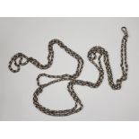 62" SILVER MUFF CHAIN WITH BELCHER TYPE LINKS AND CLIP 48.5G