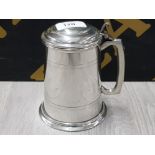 A HAND CRAFTED PEWTER TANKARD WITH LID MADE IN SHEFFIELD